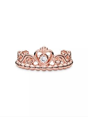 Pandora Princess Tiara Crown Ring 14k Rose Gold Plated Size 7